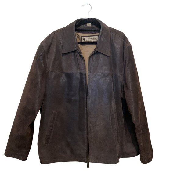 Columbia Men's Suede Leather Jacket Removable Liner Brown 2XL Quilted Interior - Picture 1 of 16